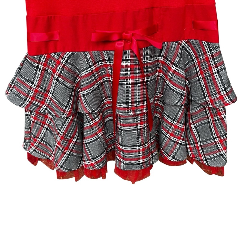 Rare Editions Girls Red Plaid Bow Sleeveless Christmas Holiday Dress Size M‎ - Picture 3 of 5